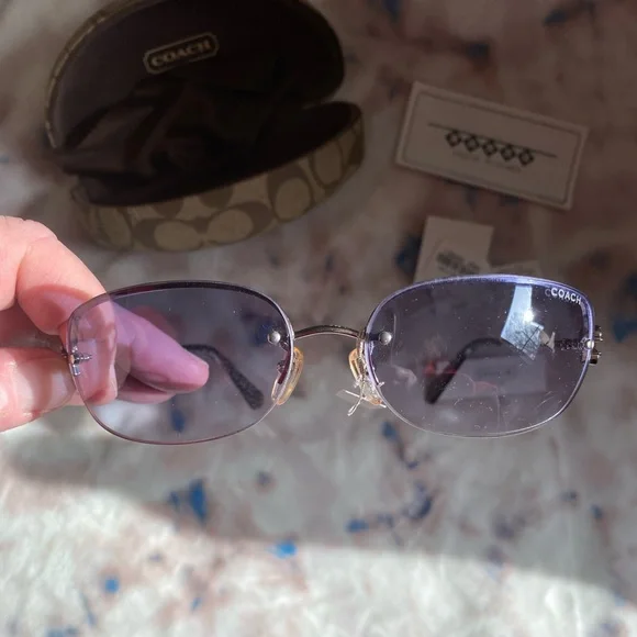 Coach Evonne S338A Gunmetal Sunglasses w/ Butterfly Rhinestones & Clamshell New - Picture 5 of 17